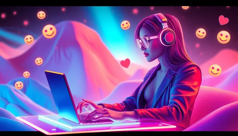 Engaging sexy ai chat with a stylish AI character in a futuristic digital landscape.