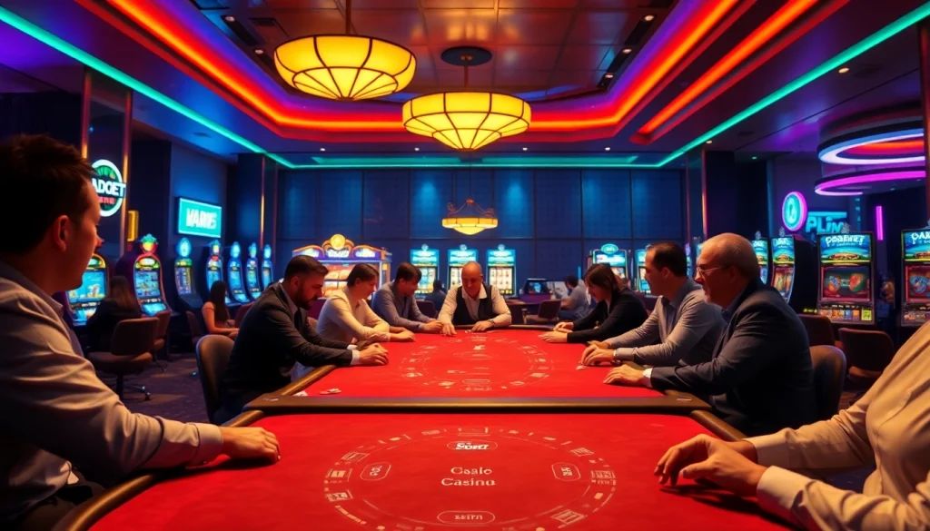 Jouer à des jeux de casino en ligne dans un environnement glamour et dynamique.