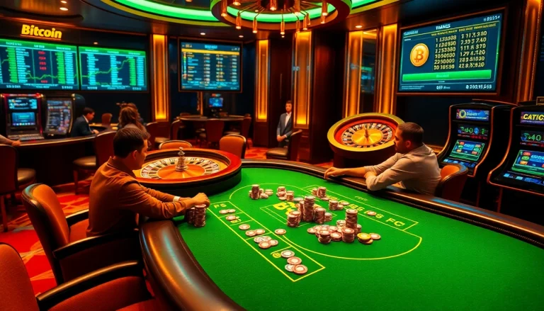 Vivez l'excitation des casinos Bitcoin avec des parties à enjeux élevés autour d'une table de poker luxueuse.