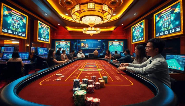 Engage in an exciting tài xỉu online game at a vibrant casino table with interactive features.