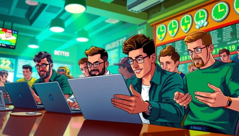 Analyzing the meilleur site de paris sportifs with enthusiastic bettors in a vibrant setting.