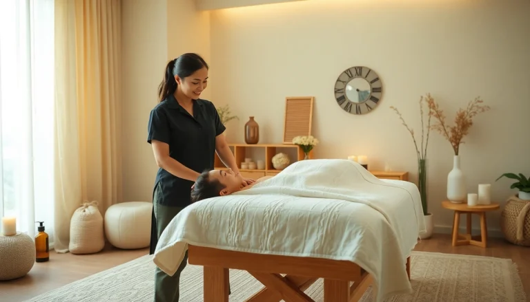 치료사와 고객이 함께 있는 동탄출장마사지 환경의 편안한 분위기.